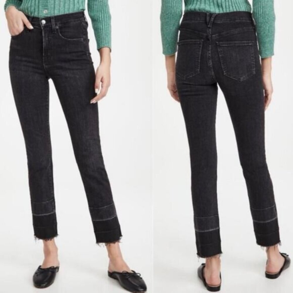 Veronica Beard Ryleigh Slim Straight High Rise Jeans Washed Onyx Size 28 - Picture 13 of 13